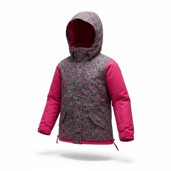 Roxy Girls Floral Print2011 Insulated Snow Jacket Hooded Ski Snowboard XL 16